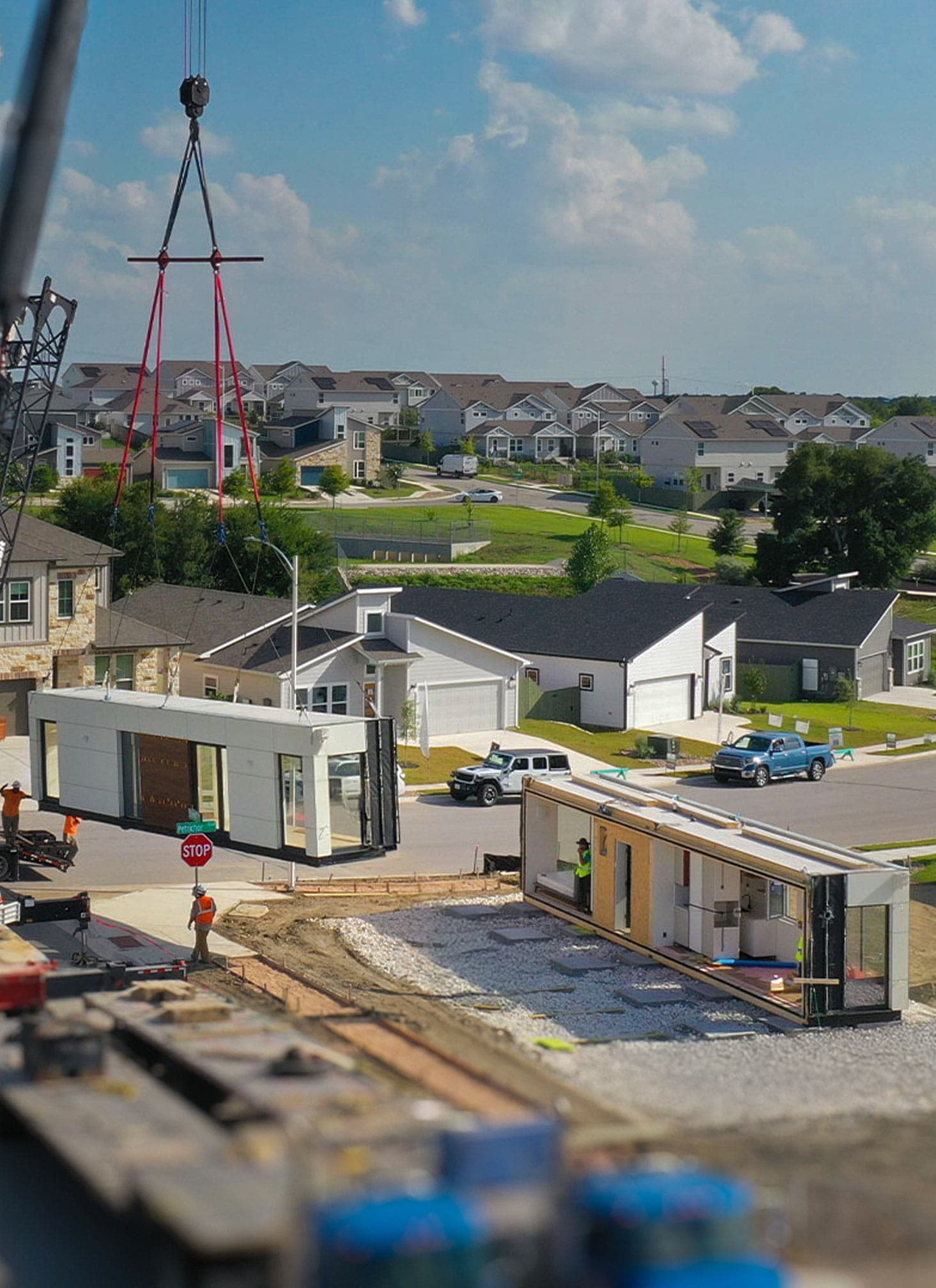 Aerial view of InstaBuilt modular construction